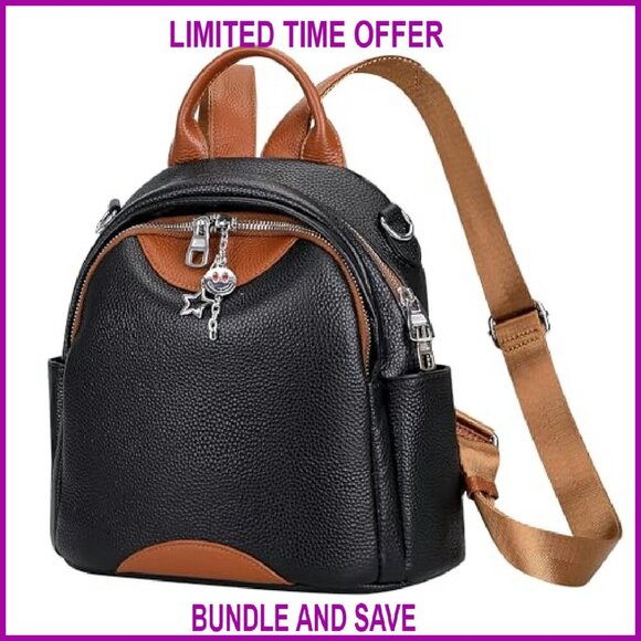 Small Genuine Leather Convertible Backpack Purse Shoulder  display picture 1